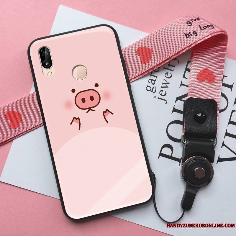 Huawei P Smart+ Tout Compris Fluide Doux Coque De Téléphone Incassable Personnalité Rose Silicone