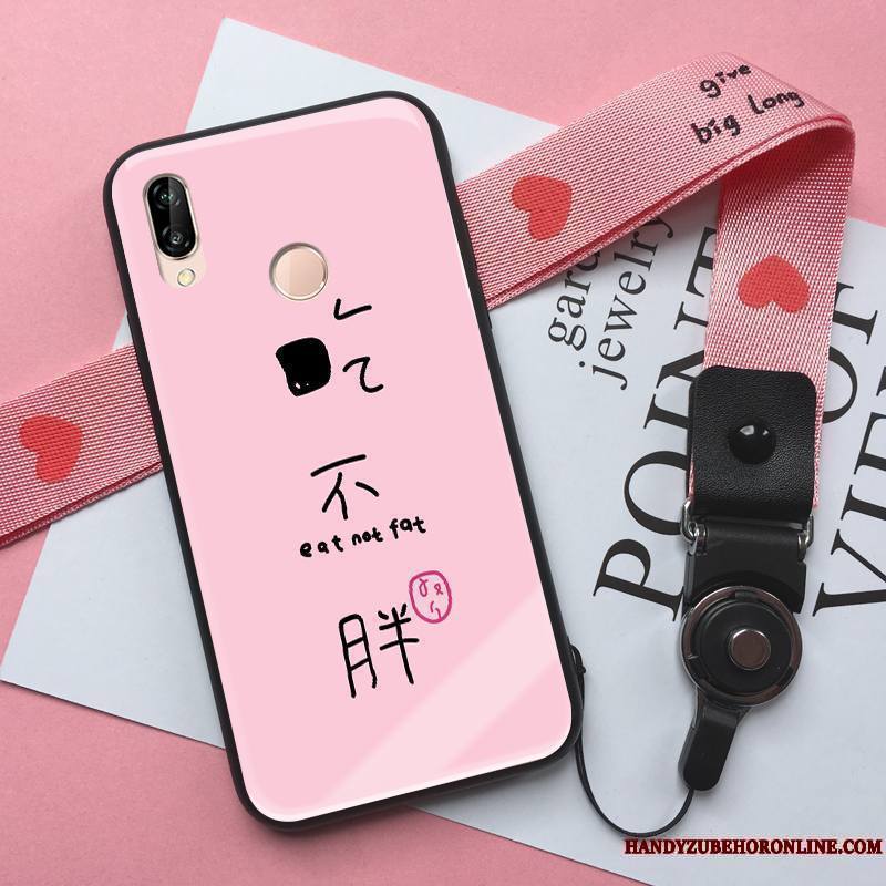 Huawei P Smart+ Tout Compris Fluide Doux Coque De Téléphone Incassable Personnalité Rose Silicone