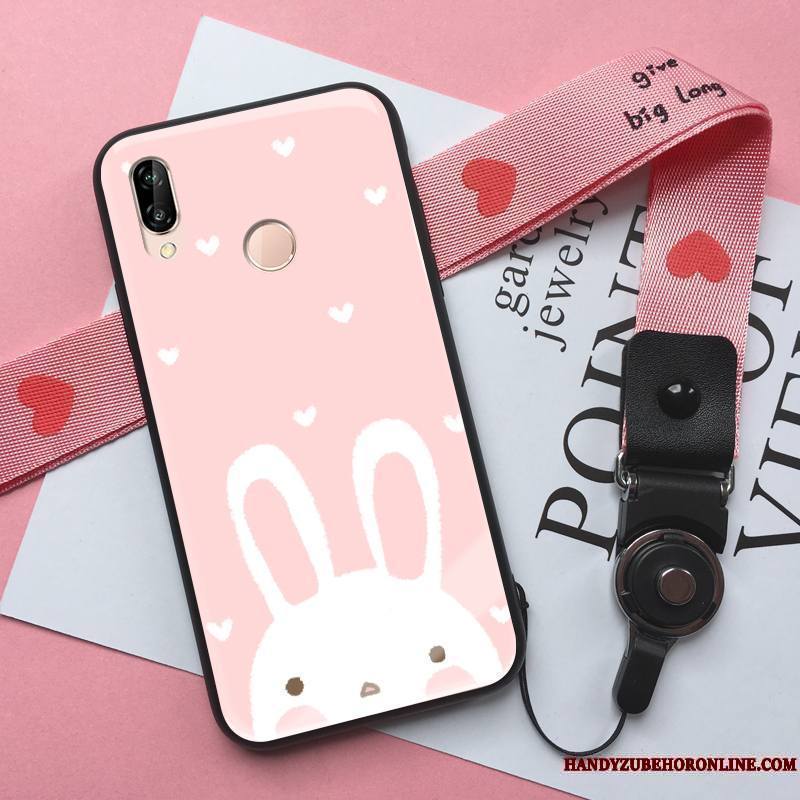 Huawei P Smart+ Tout Compris Fluide Doux Coque De Téléphone Incassable Personnalité Rose Silicone