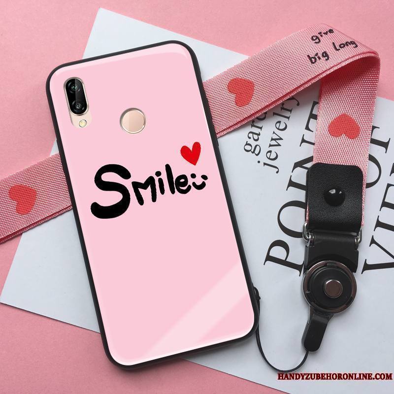 Huawei P Smart+ Tout Compris Fluide Doux Coque De Téléphone Incassable Personnalité Rose Silicone