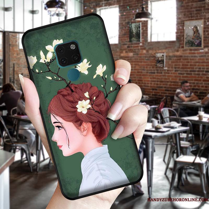 Huawei P Smart Z Coque Europe Peinte À La Main Incassable Vent Rose Étui Noir