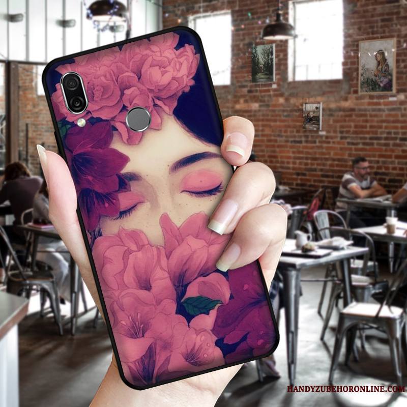 Huawei P Smart Z Coque Europe Peinte À La Main Incassable Vent Rose Étui Noir