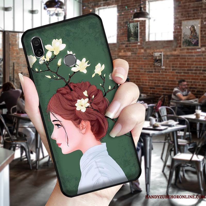 Huawei P Smart Z Coque Europe Peinte À La Main Incassable Vent Rose Étui Noir