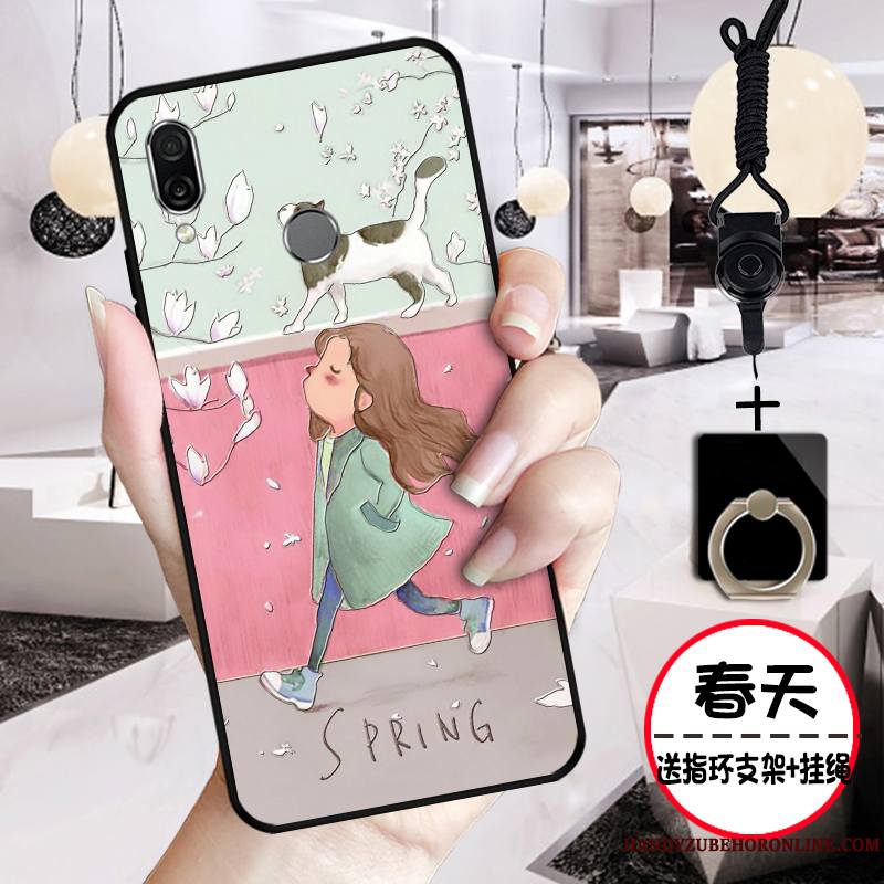 Huawei P Smart Z Dessin Animé Rose Protection Étui Tout Compris Fluide Doux Coque De Téléphone