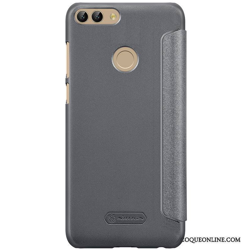 Huawei P Smart Étui En Cuir Gris Or Étoile Housse Coque De Téléphone Protection