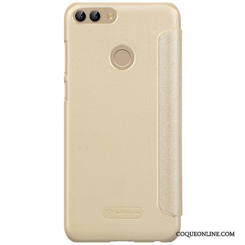 Huawei P Smart Étui En Cuir Gris Or Étoile Housse Coque De Téléphone Protection