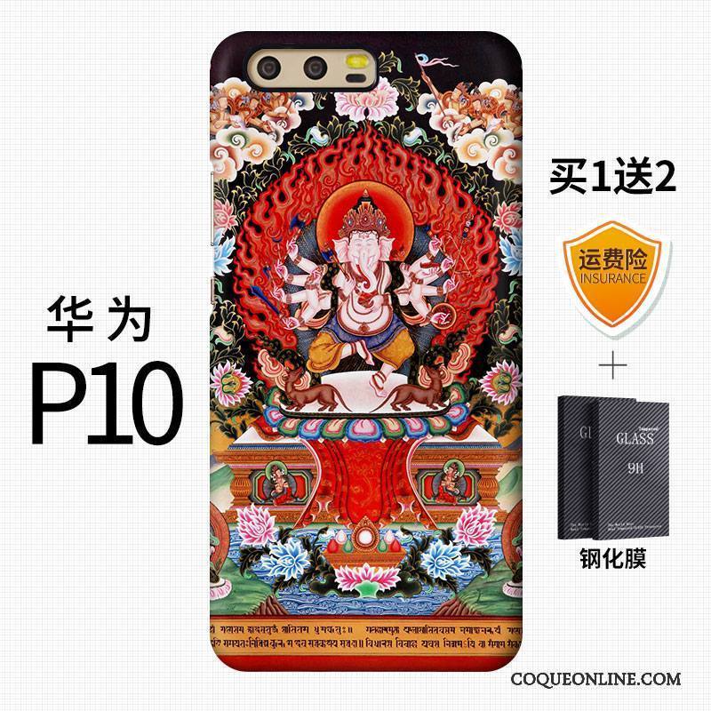 Huawei P10 Coque Créatif Style Chinois Difficile Personnalité Bleu Délavé En Daim Vintage