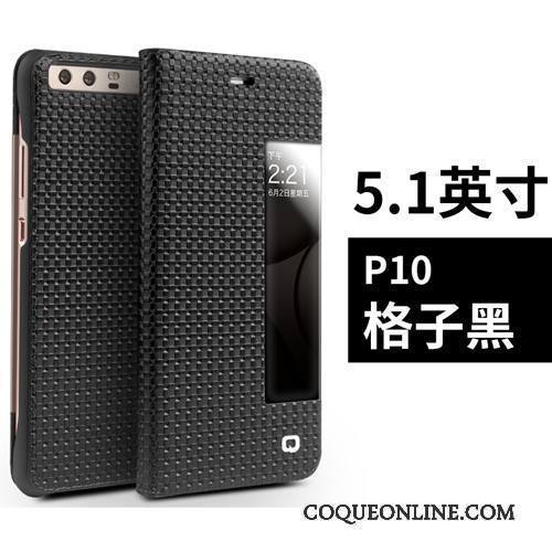 Huawei P10 Coque Cuir Véritable Dormance Business Protection Téléphone Portable Étui En Cuir Noir