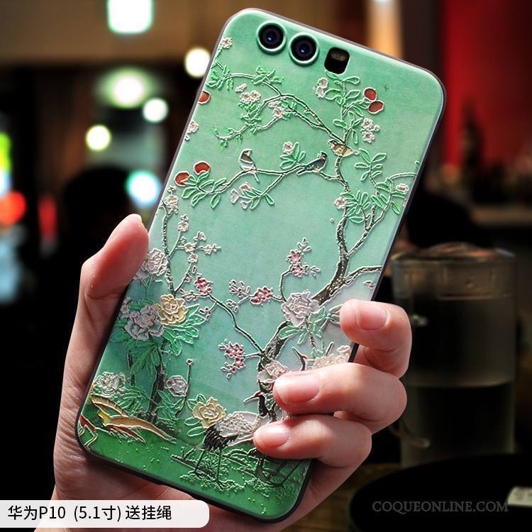 Huawei P10 Coque De Téléphone Délavé En Daim Bleu Clair Créatif Style Chinois Tout Compris Personnalité