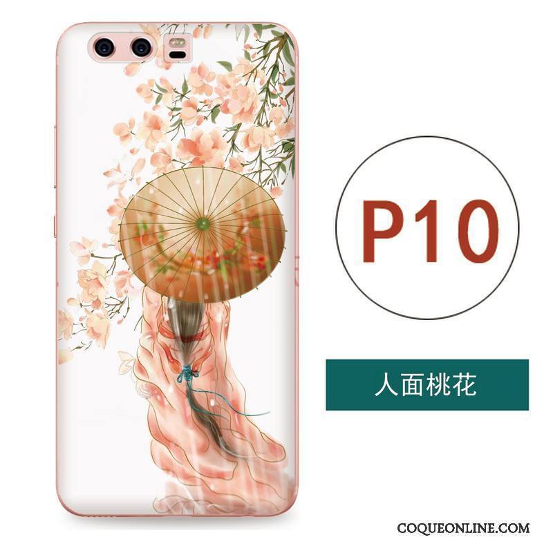 Huawei P10 Coque Fluide Doux Ornements Suspendus Art Tout Compris Gaufrage Rose Silicone