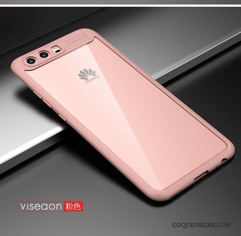 Huawei P10 Coque Protection Transparent Très Mince Rouge Étui Blanc