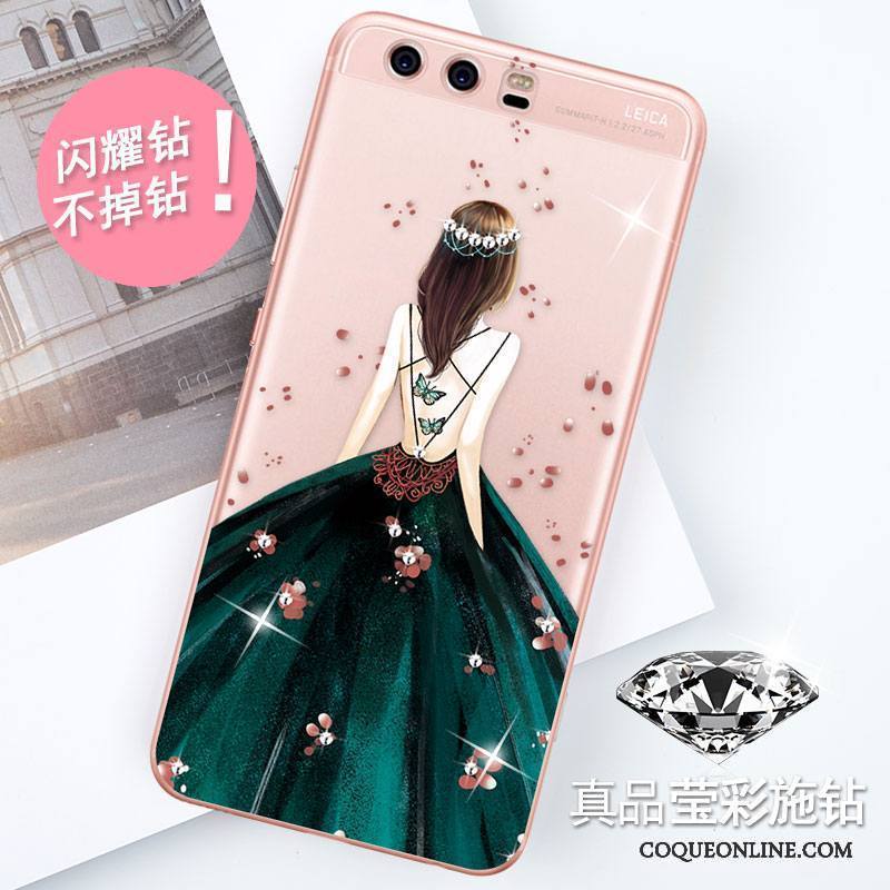 Huawei P10 Coque Strass Tendance Violet Tout Compris Nouveau Protection Étui