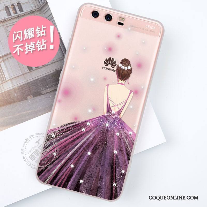 Huawei P10 Coque Strass Tendance Violet Tout Compris Nouveau Protection Étui