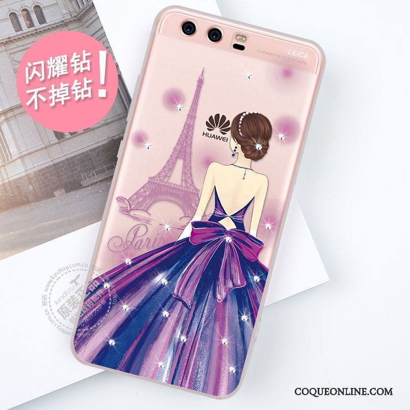 Huawei P10 Coque Strass Tendance Violet Tout Compris Nouveau Protection Étui