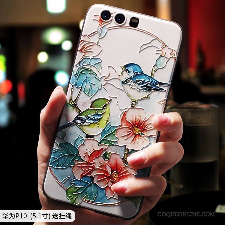 Huawei P10 Coque Style Chinois Personnalité Silicone Ethnique Fluide Doux Créatif Étui