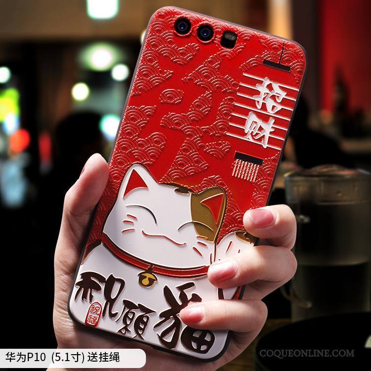 Huawei P10 Coque Très Mince Personnalité Créatif Rouge Silicone Richesse Charmant