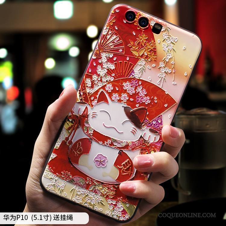 Huawei P10 Coque Très Mince Personnalité Créatif Rouge Silicone Richesse Charmant