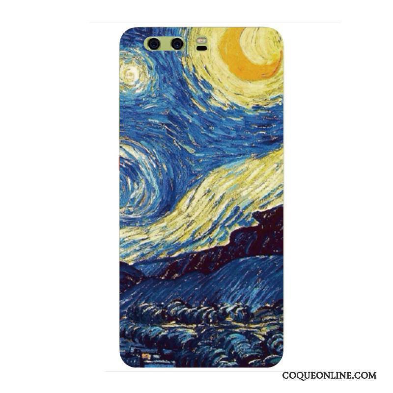 Huawei P10 Coque Téléphone Portable Délavé En Daim Tout Compris Bleu Créatif Marque De Tendance Étui