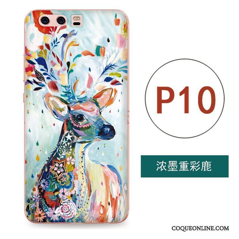 Huawei P10 Coque Étui Silicone Gaufrage Fluide Doux Art Ornements Suspendus