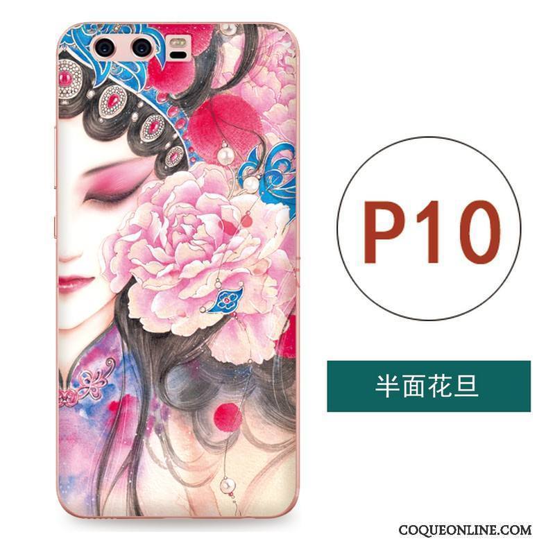 Huawei P10 Coque Étui Silicone Gaufrage Fluide Doux Art Ornements Suspendus