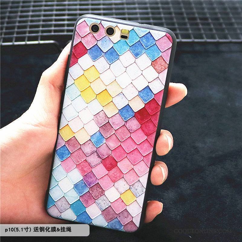 Huawei P10 Fleur Étui Multicolore Téléphone Portable Bordure Coque De Téléphone Tendance