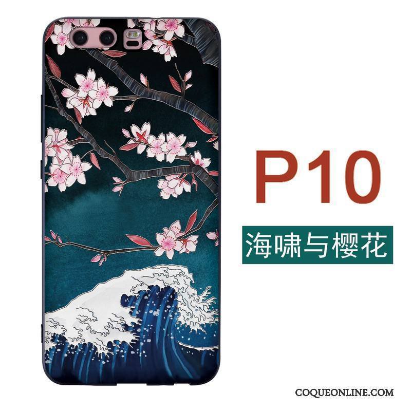 Huawei P10 Grue Fluide Doux Coque De Téléphone Étui Vent Japonais Silicone