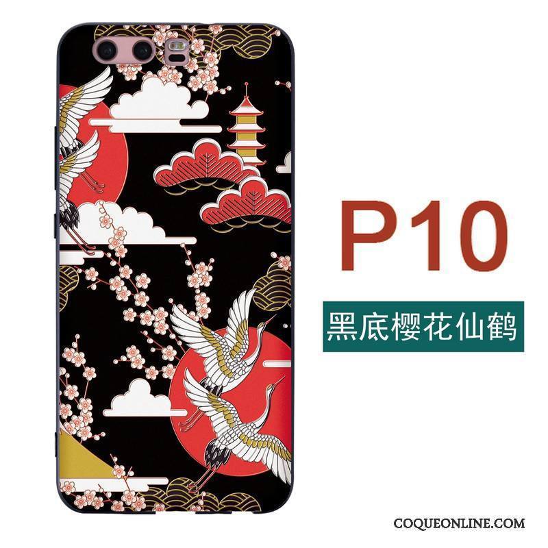 Huawei P10 Grue Fluide Doux Coque De Téléphone Étui Vent Japonais Silicone