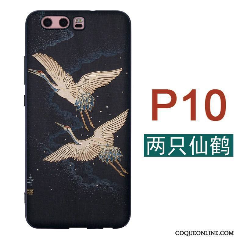 Huawei P10 Grue Fluide Doux Coque De Téléphone Étui Vent Japonais Silicone