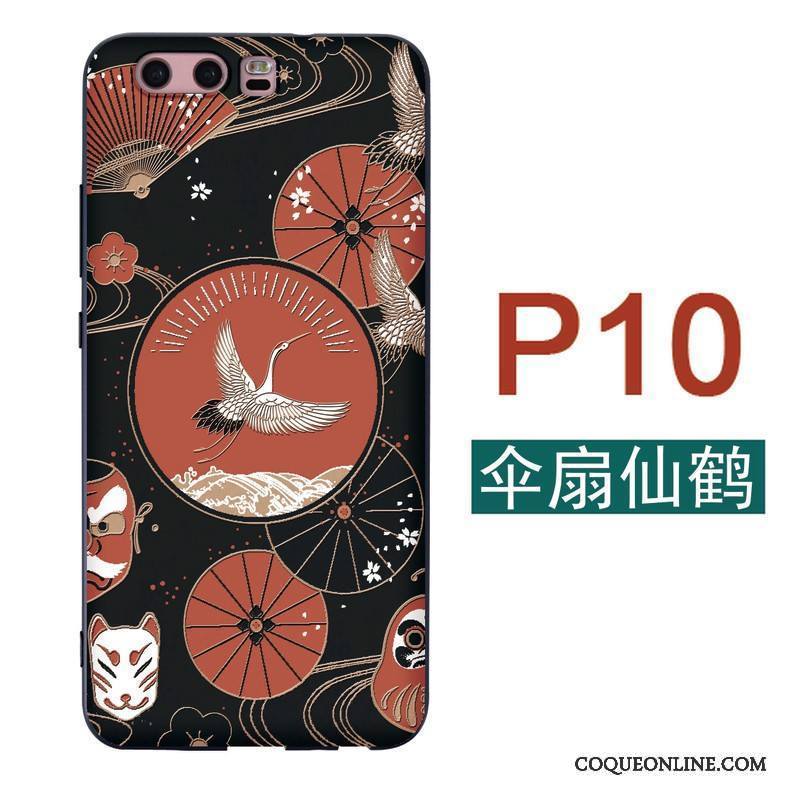 Huawei P10 Grue Fluide Doux Coque De Téléphone Étui Vent Japonais Silicone