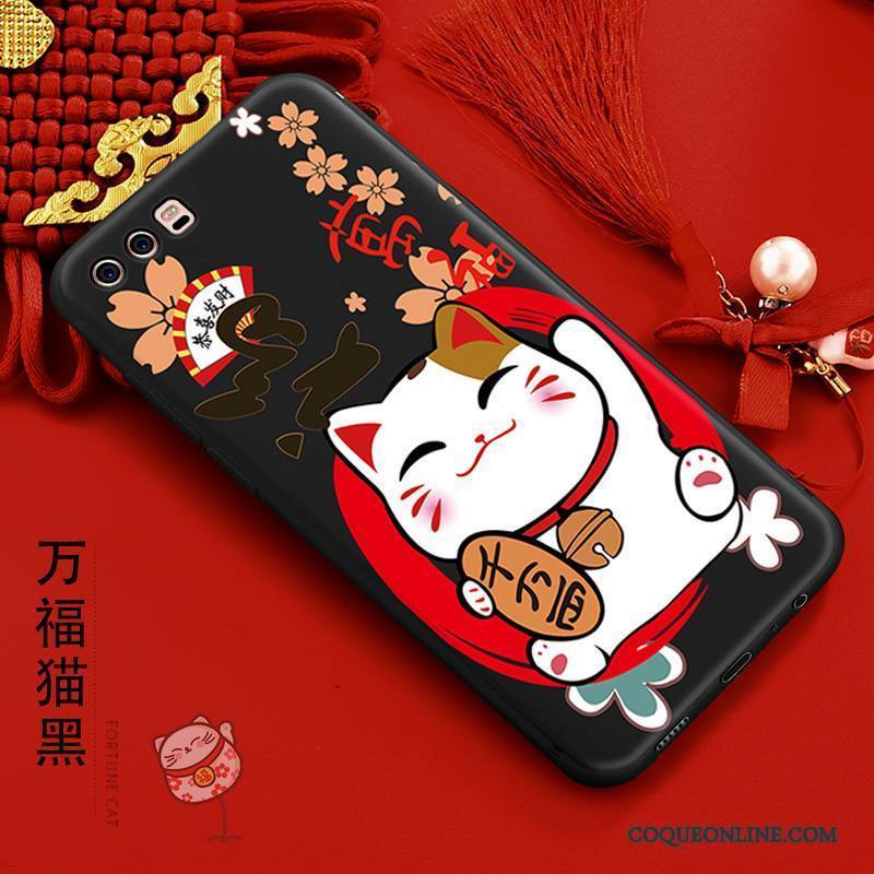 Huawei P10 Incassable Étui Coque De Téléphone Richesse Chat Délavé En Daim Fluide Doux