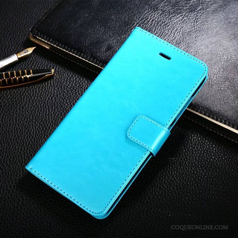 Huawei P10 Lite Coque Clamshell Téléphone Portable Incassable Fluide Doux Étui Cuir Véritable Bleu Clair