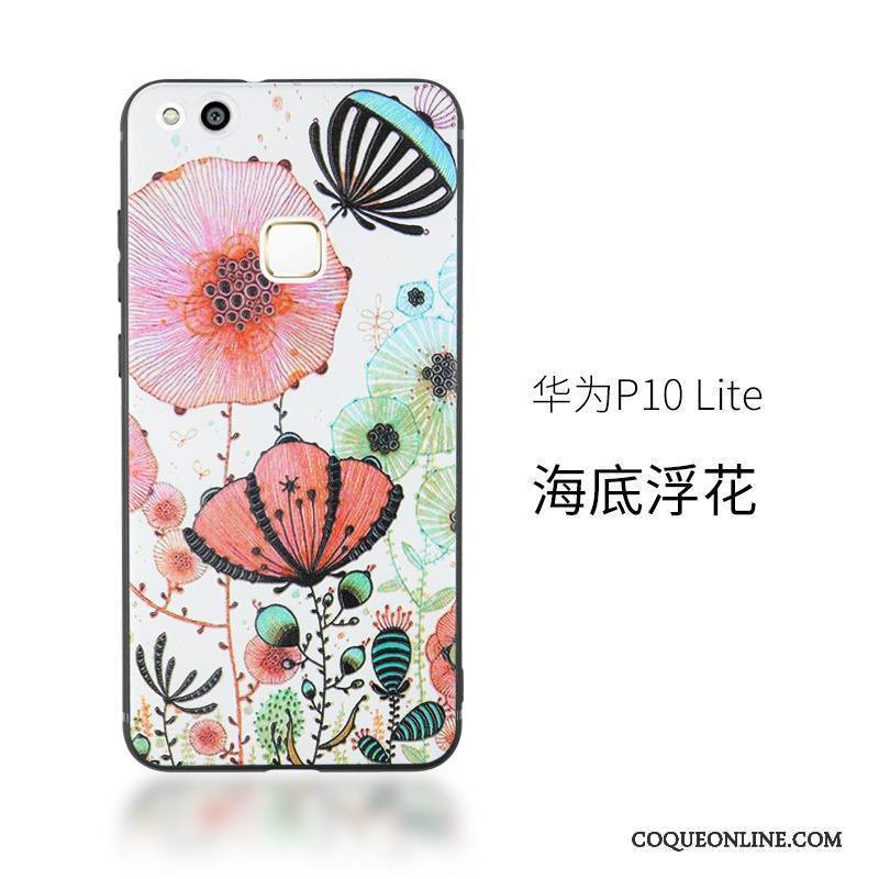 Huawei P10 Lite Coque Gaufrage Incassable Ornements Suspendus Étui Fluide Doux De Téléphone
