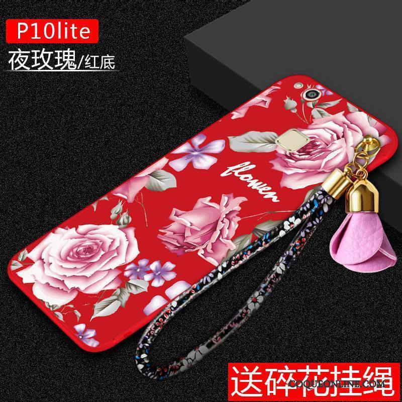 Huawei P10 Lite Tout Compris Coque Fluide Doux Étui Protection Rouge Silicone