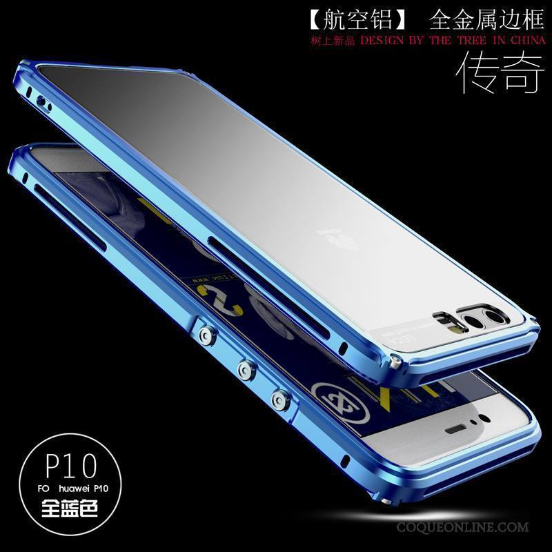 Huawei P10 Métal Vert Coque Protection Difficile Étui Border