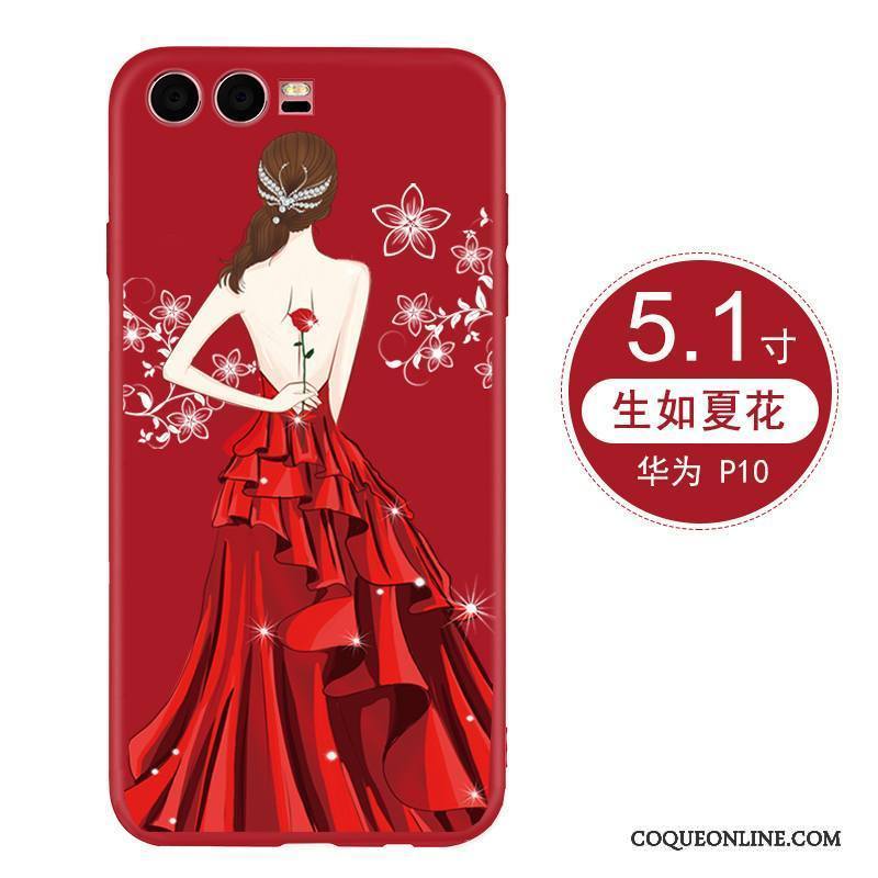 Huawei P10 Personnalité Coque De Téléphone Créatif Étui Fluide Doux Rouge Silicone
