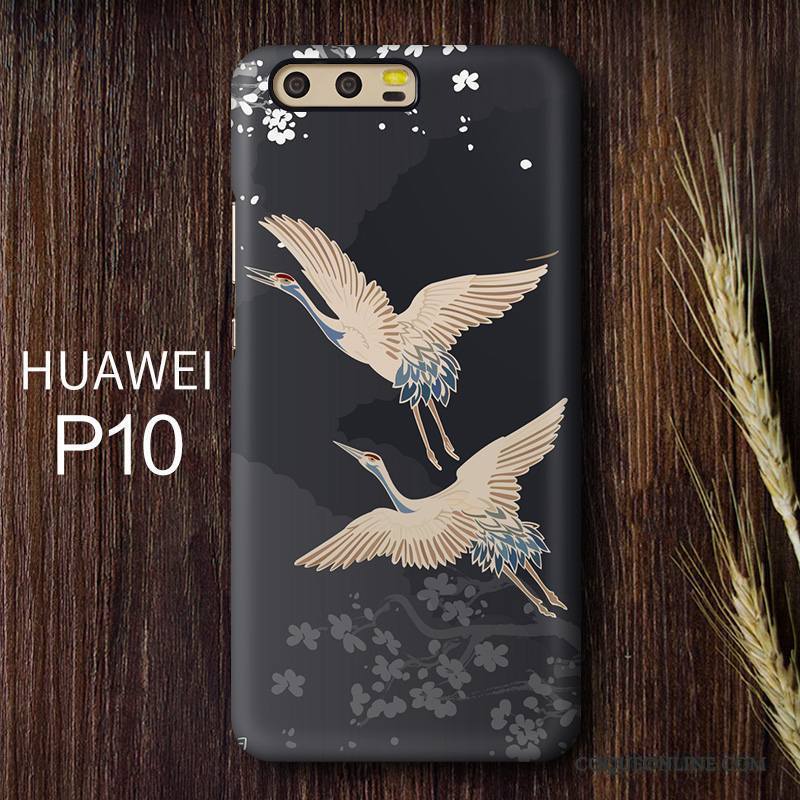 Huawei P10 Personnalité Grue Difficile Style Chinois Coque Jaune Incassable