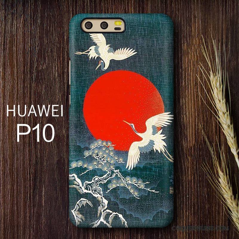 Huawei P10 Personnalité Grue Difficile Style Chinois Coque Jaune Incassable