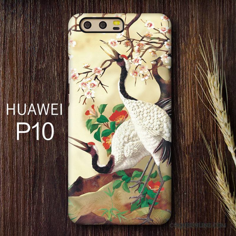 Huawei P10 Personnalité Grue Difficile Style Chinois Coque Jaune Incassable