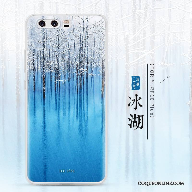 Huawei P10 Plus Bleu Transparent Créatif Étui Coque Fluide Doux De Téléphone