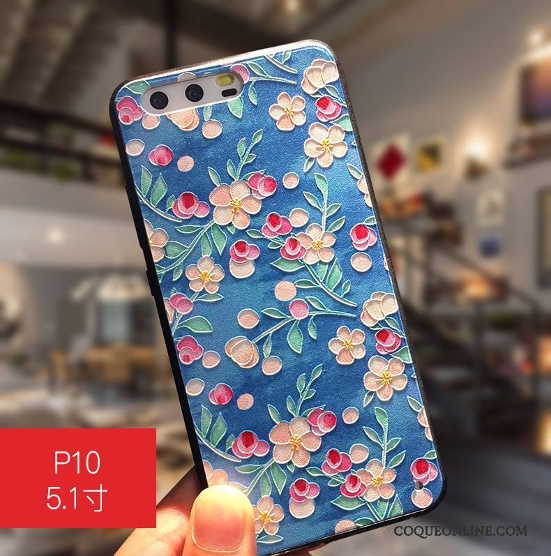 Huawei P10 Plus Coque Créatif Protection Bleu Étui Tout Compris Ornements Suspendus Dessin Animé