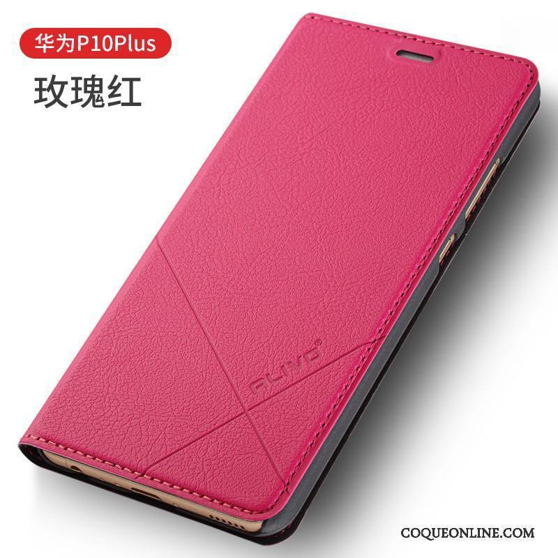 Huawei P10 Plus Coque De Téléphone Incassable Étui En Cuir Clamshell Protection Rouge