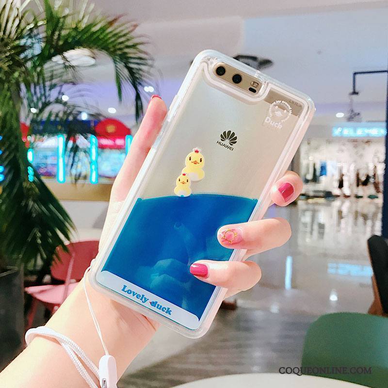 Huawei P10 Plus Coque De Téléphone Liquide Dessin Animé Ornements Suspendus Canard Charmant Petit