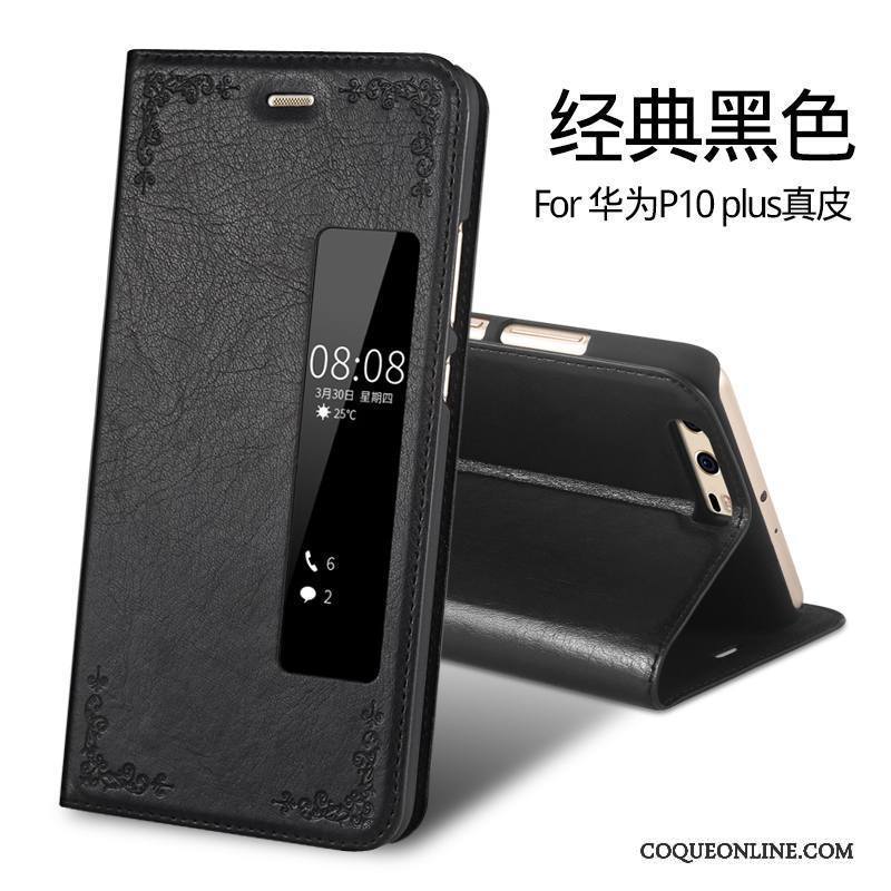 Huawei P10 Plus Coque De Téléphone Tout Compris Étui En Cuir Cuir Véritable Housse Rouge Protection