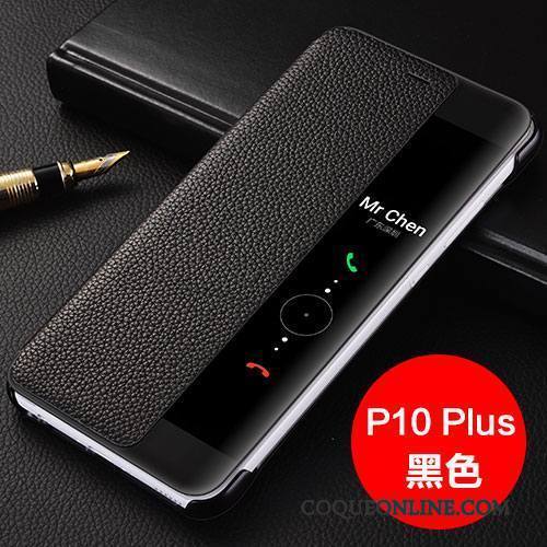 Huawei P10 Plus Coque De Téléphone Étui Protection Cuir Véritable Housse Marron Étui En Cuir