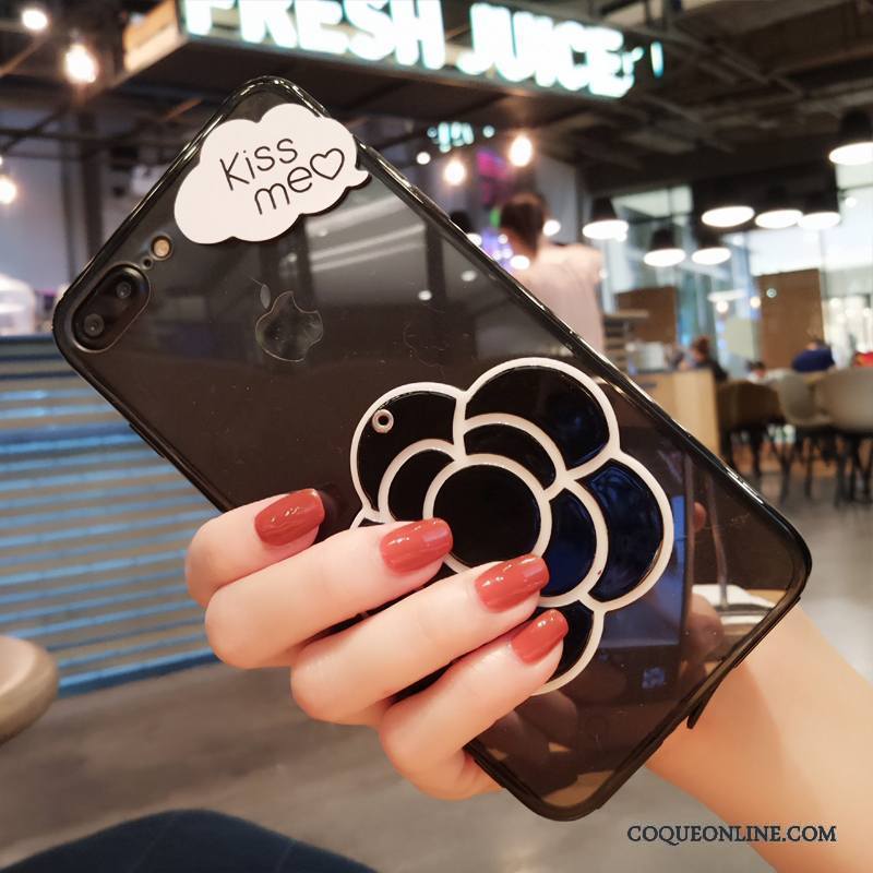 Huawei P10 Plus Coque En Silicone Marque De Tendance Fleur De Téléphone Cou Suspendu Noir