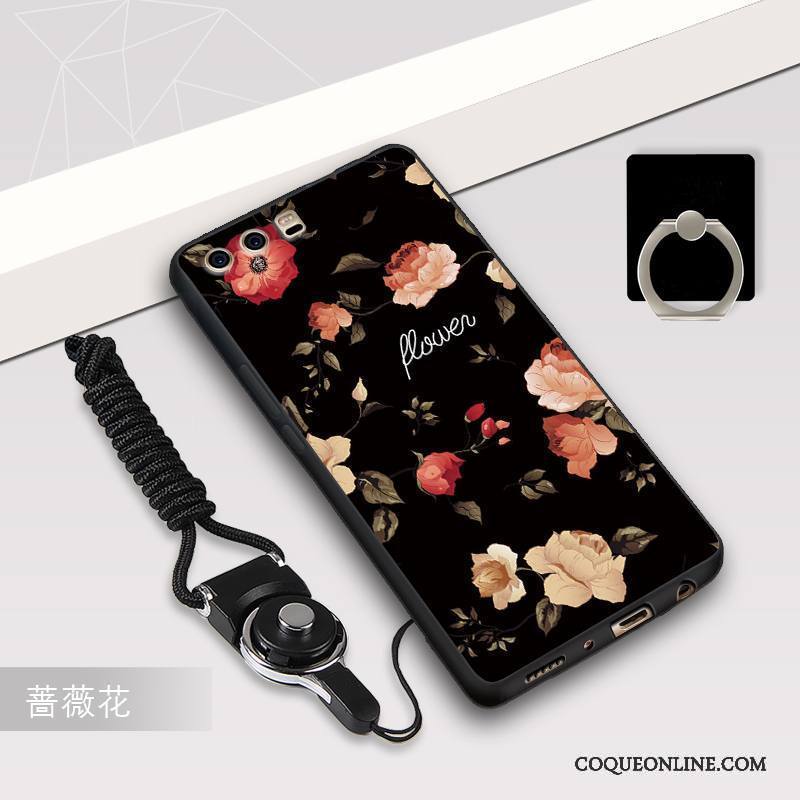 Huawei P10 Plus Coque Incassable Fluide Doux Silicone Étui Ornements Suspendus Créatif