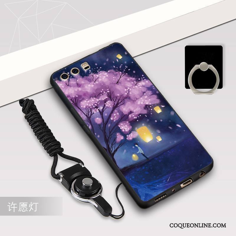 Huawei P10 Plus Coque Incassable Fluide Doux Silicone Étui Ornements Suspendus Créatif