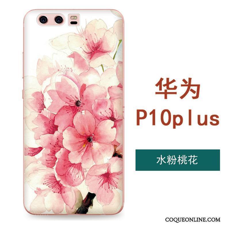 Huawei P10 Plus Coque Ornements Suspendus Tout Compris Silicone Rouge Fluide Doux Fleurs Étui