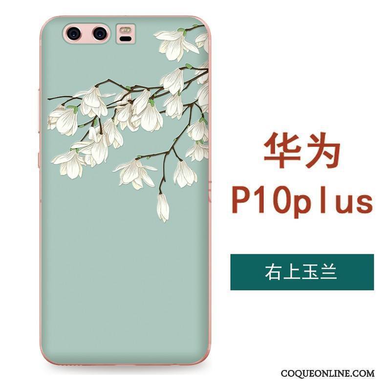 Huawei P10 Plus Coque Ornements Suspendus Tout Compris Silicone Rouge Fluide Doux Fleurs Étui