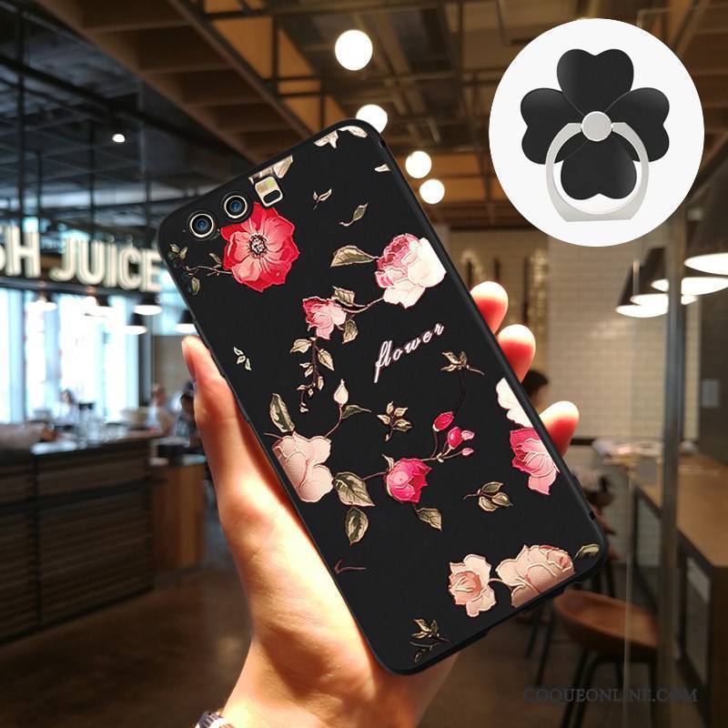 Huawei P10 Plus Coque Protection Créatif Noir Incassable Tendance Gaufrage Art